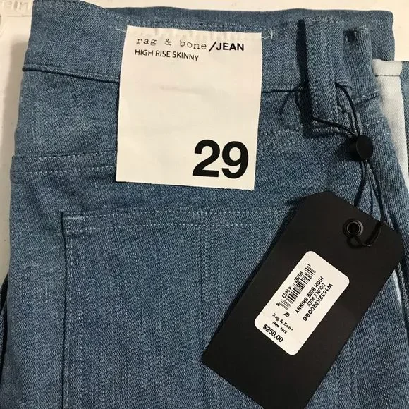 Rag & Bone High Rise Skinny Jeans In Double Blue
